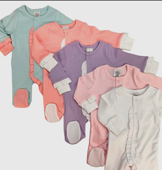 Ruffle footie - includes name/monogram