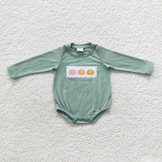 Boys sage pumpkin romper
