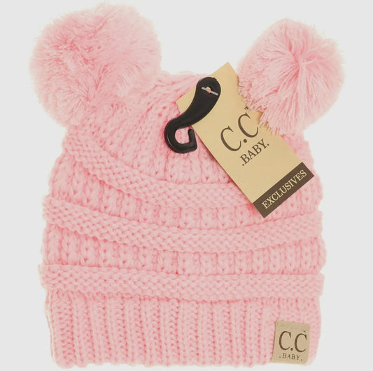 Baby double pom beanie