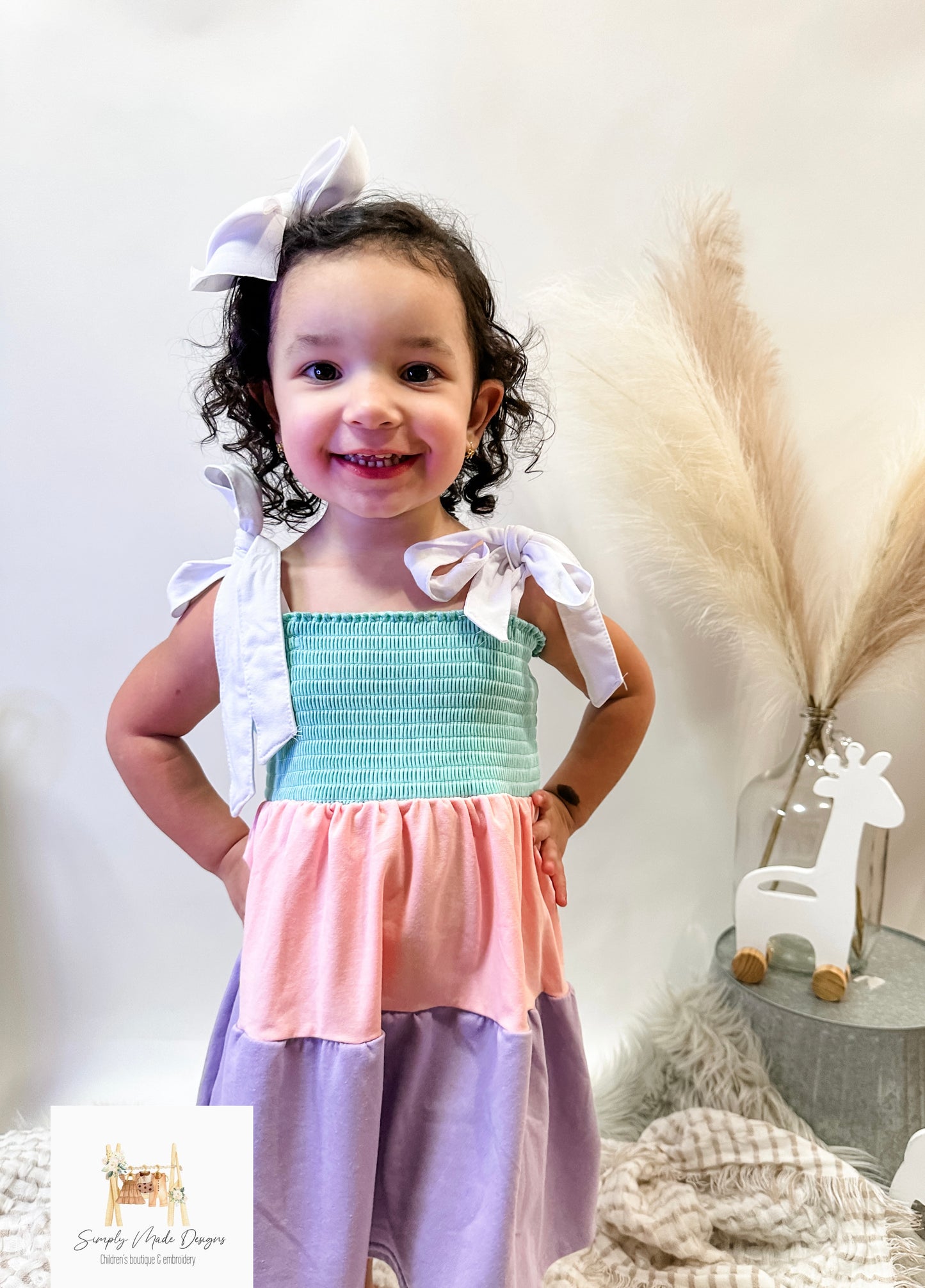 Multi color tiered girls dress