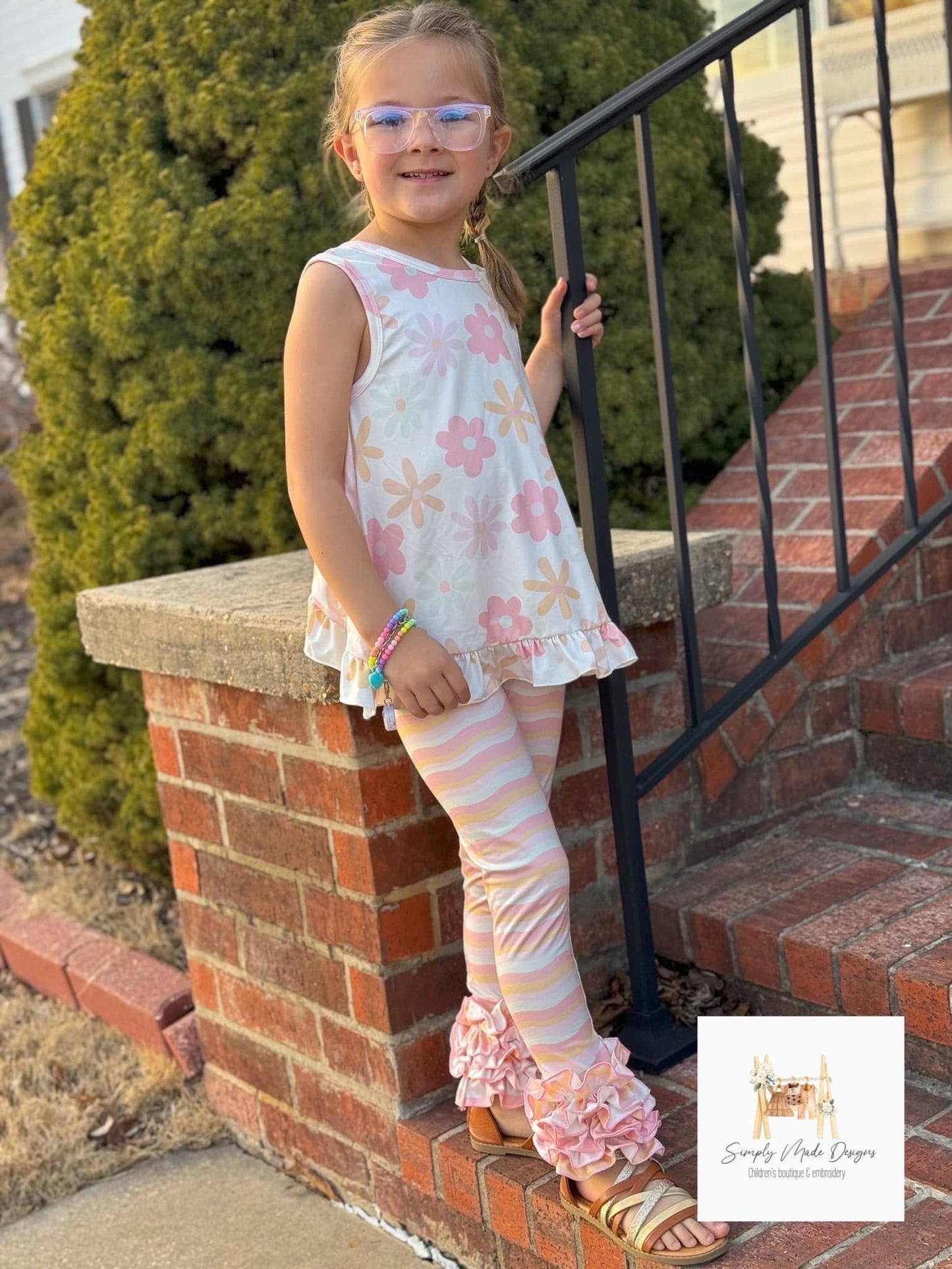 Floral Bow back legging set