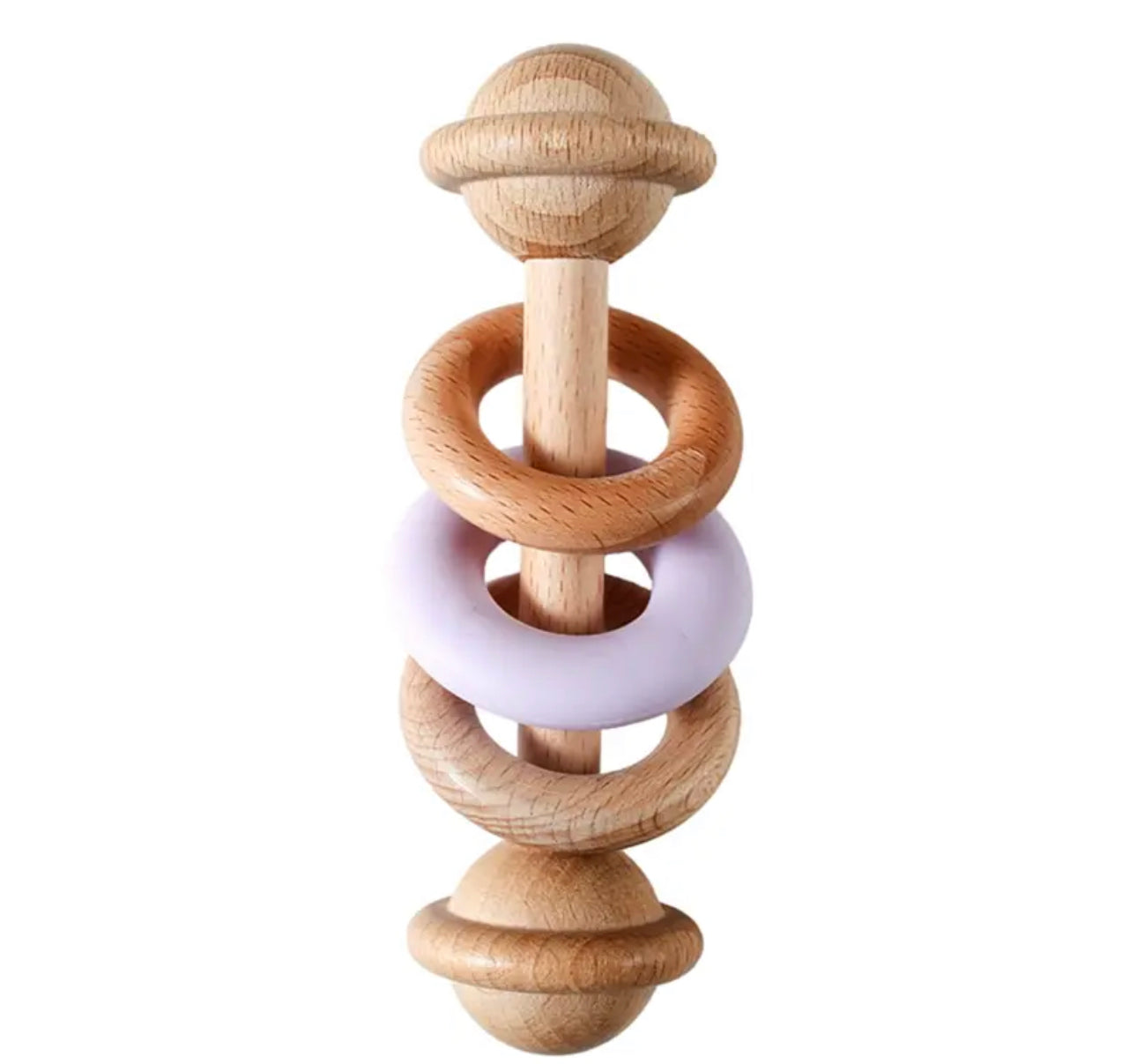 Wooden solid baby rattle