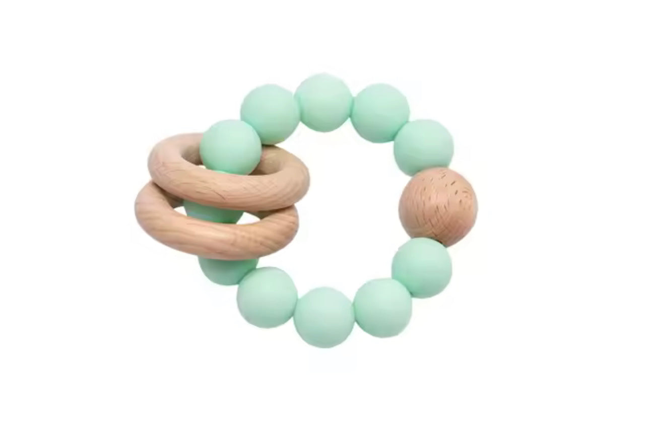 Wood & silicone teether ring