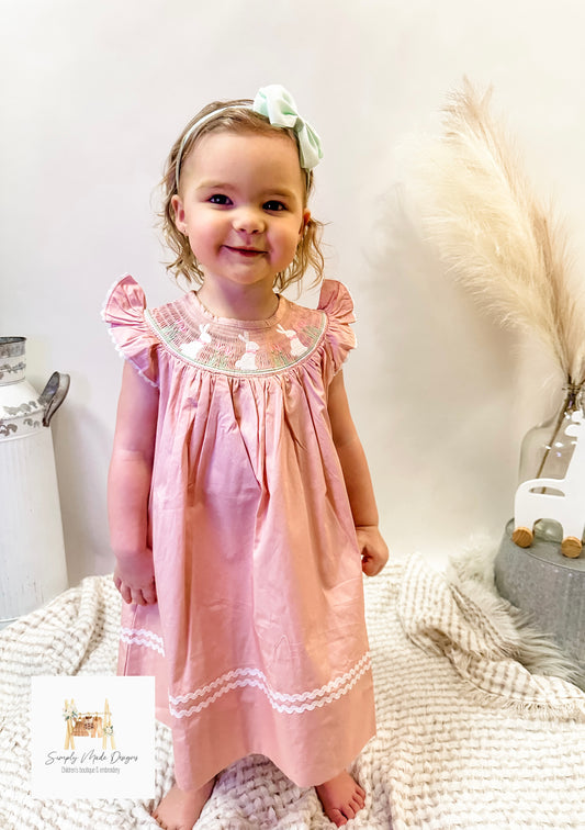 Pink smocked Easter dress