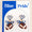 Blue & white football earrings