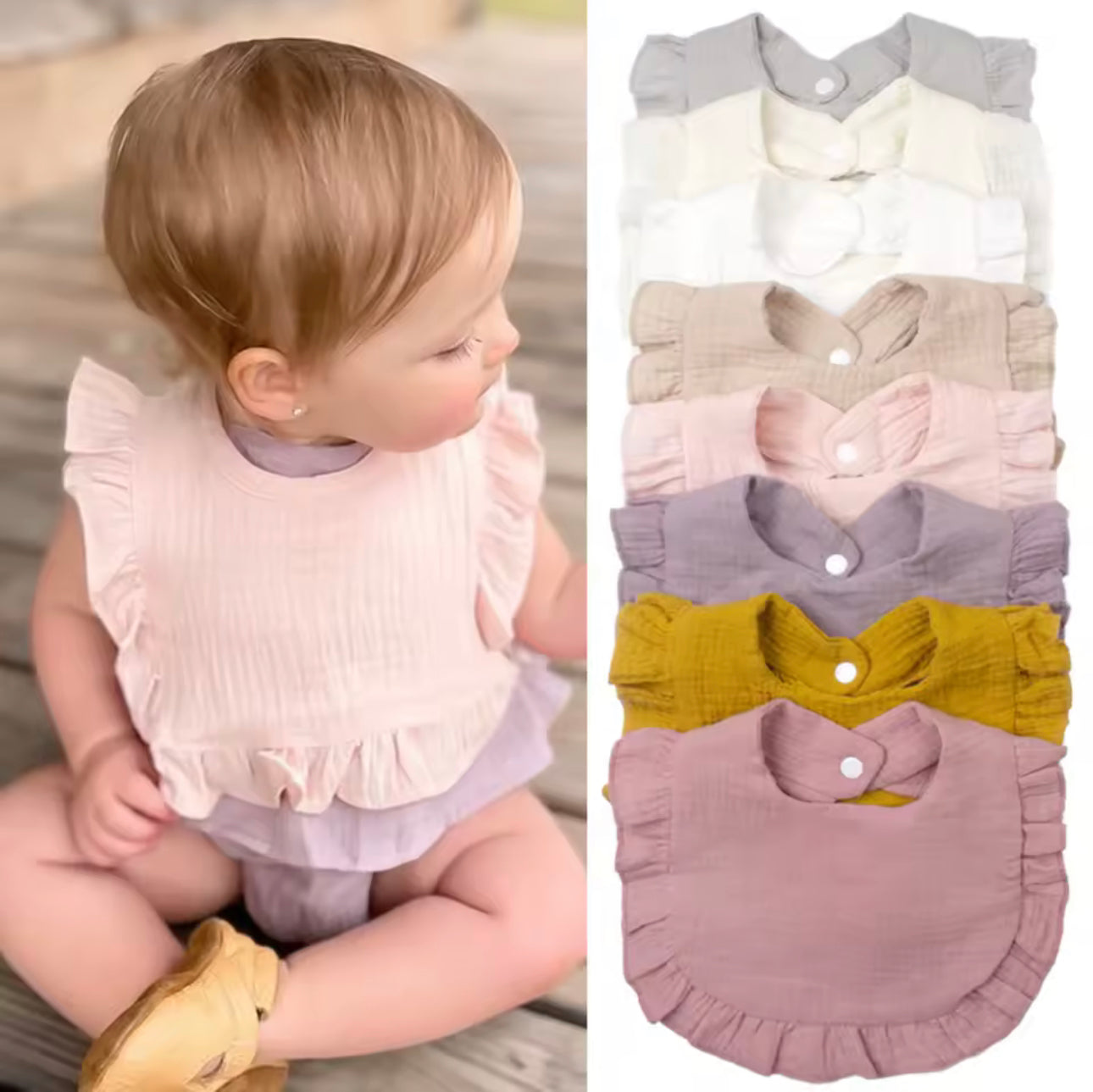 Ruffle edge bib- EMBROIDER ME