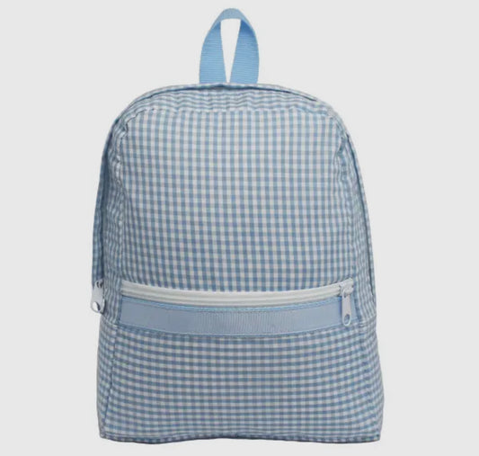 Blue gingham toddler backpack- includes name/monogram