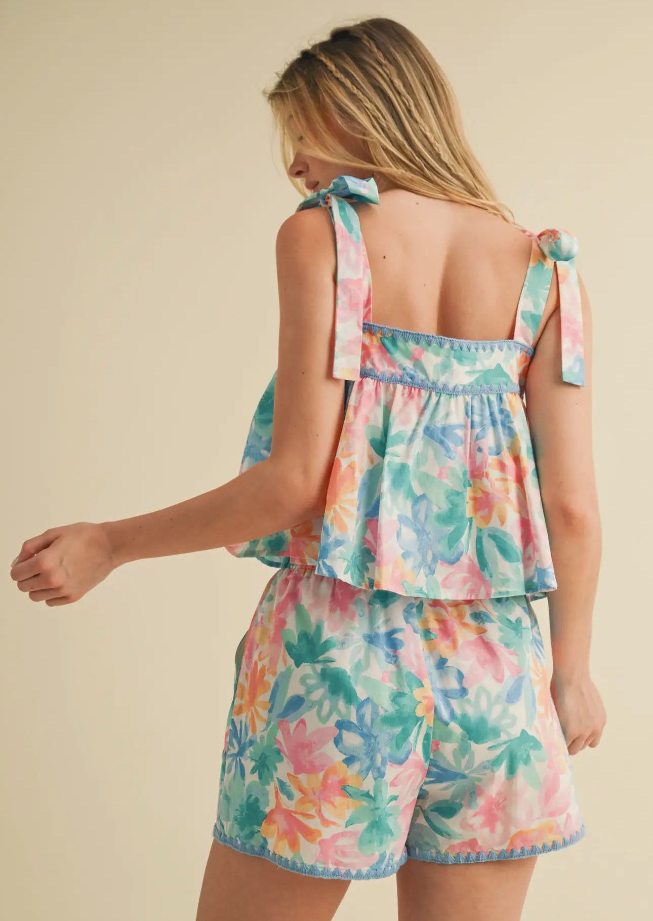 Blue abstract short set