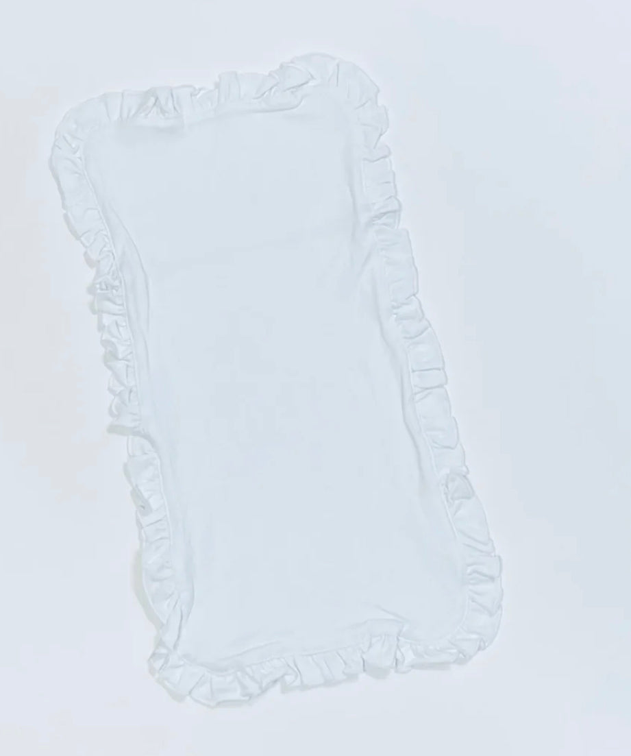 White ruffle trimmed burp cloth