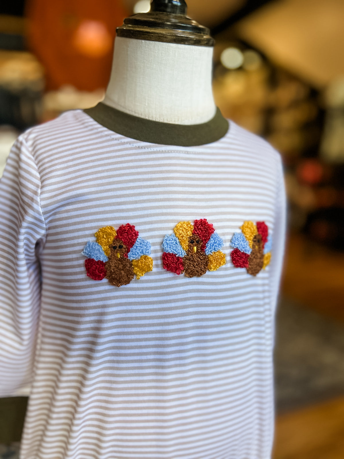 Turkey trio French knot bubble- 3/6M