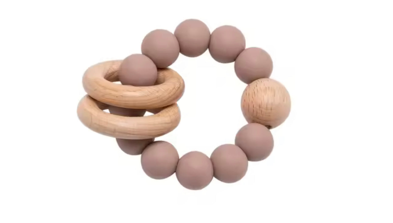 Wood & silicone teether ring