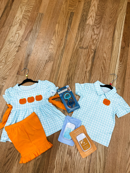 Girls plaid pumpkin set