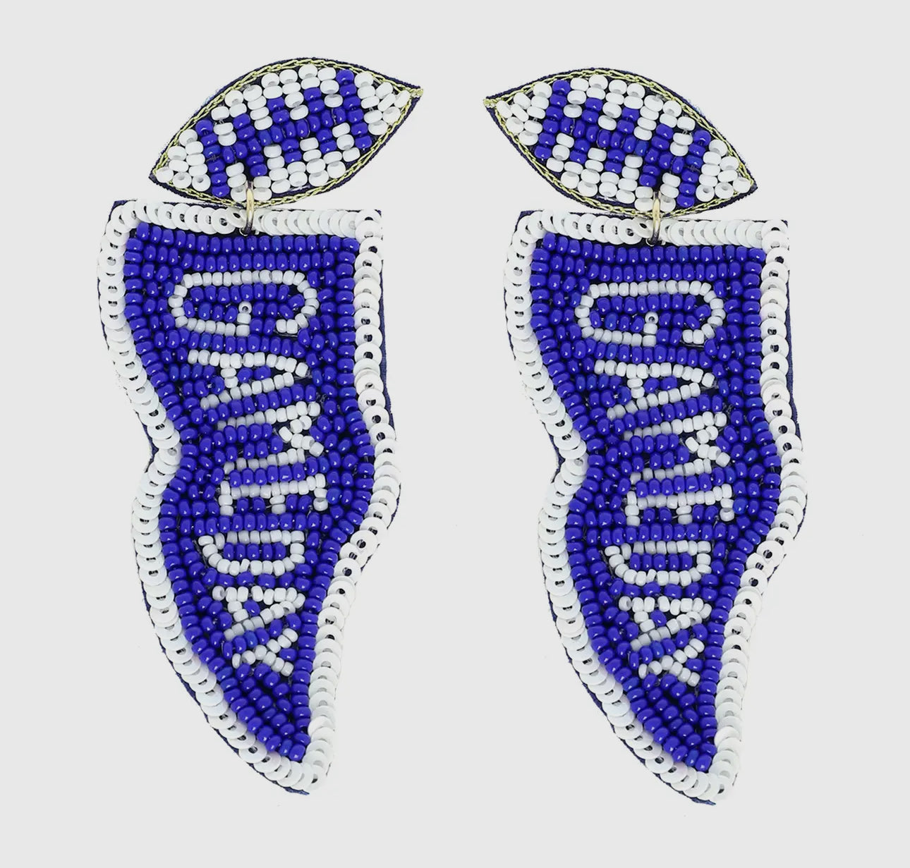 Game day blue/white earrings