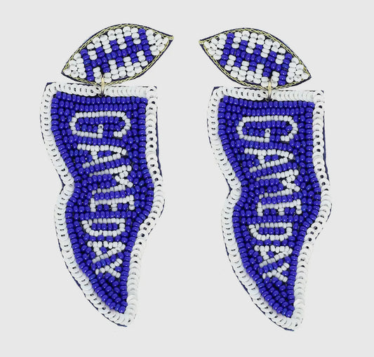 Game day blue/white earrings