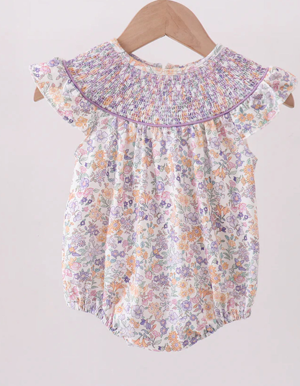 Purple smocked bubble