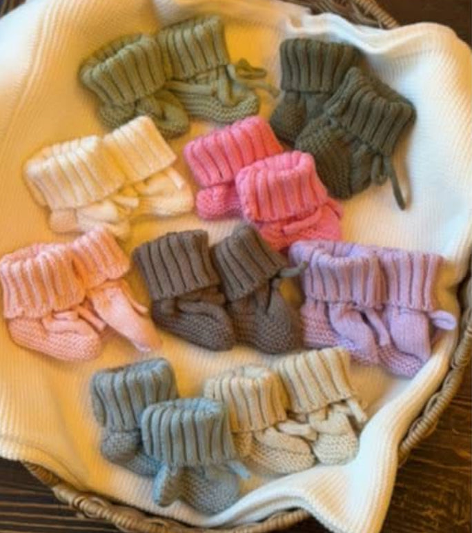 Knit baby booties