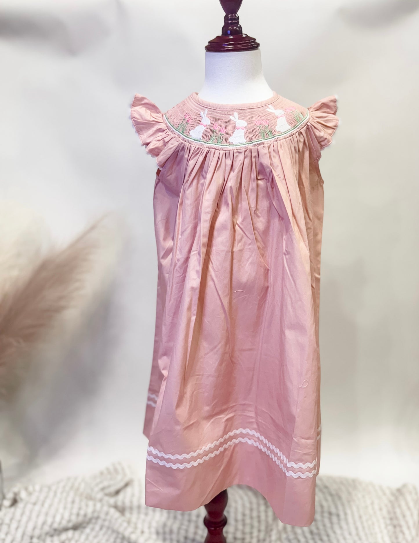 Pink smocked Easter dress