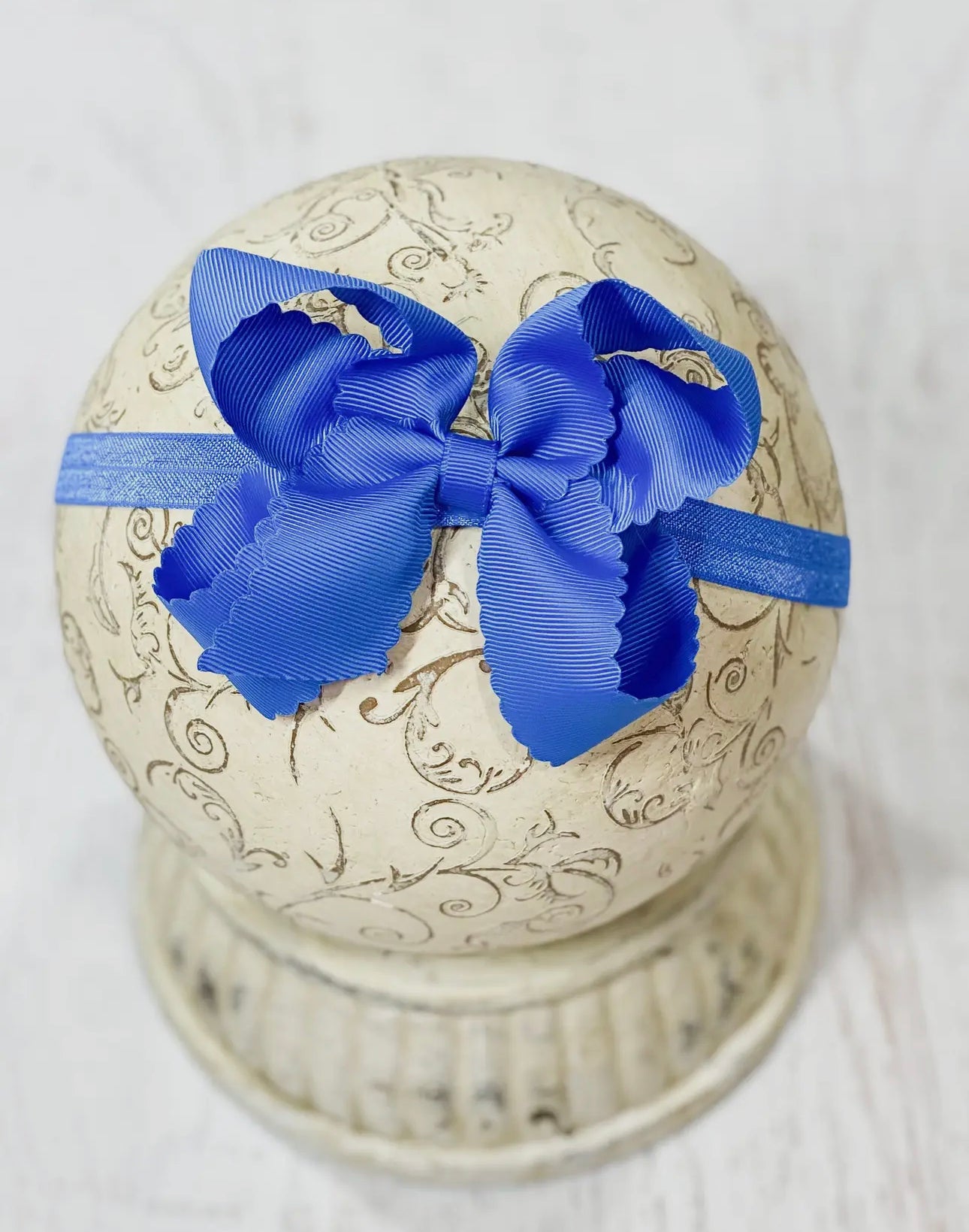 Scalloped headband bow 4.5in