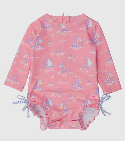 Rufflebutt sailboat girls Rashguard set
