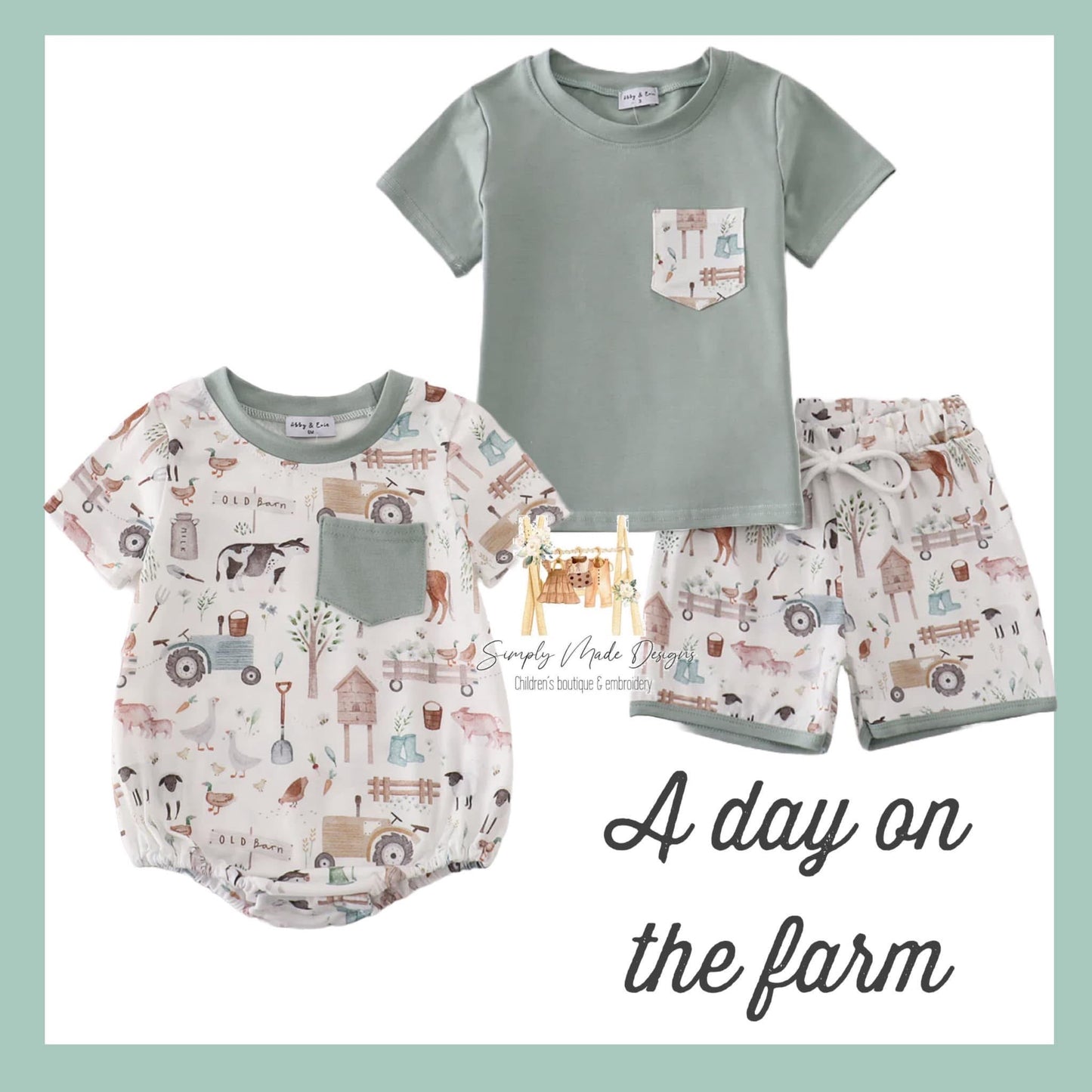 On the farm boy short set