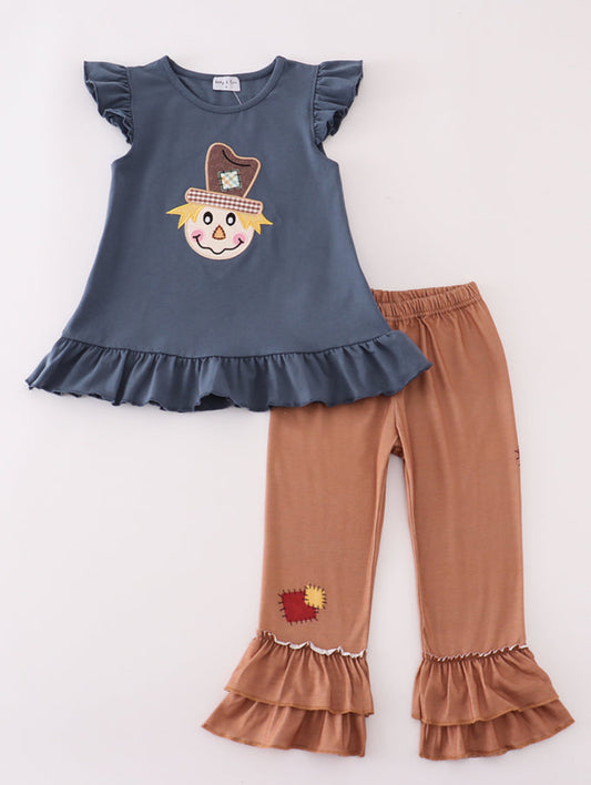Navy scarecrow girls pant set