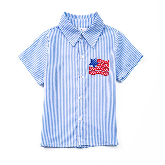 Boys button down flag top