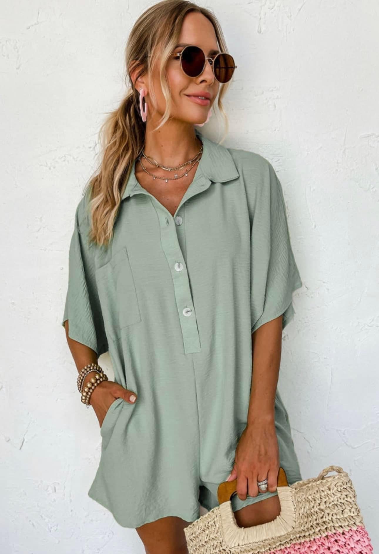 Green flow romper