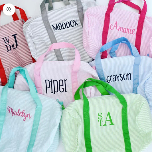 Seersucker Duffles 18inx9in- EMBROIDER ME FOR $5 MORE