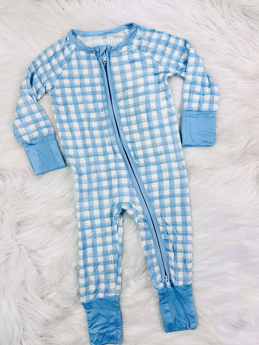Blue gingham bamboo zippy