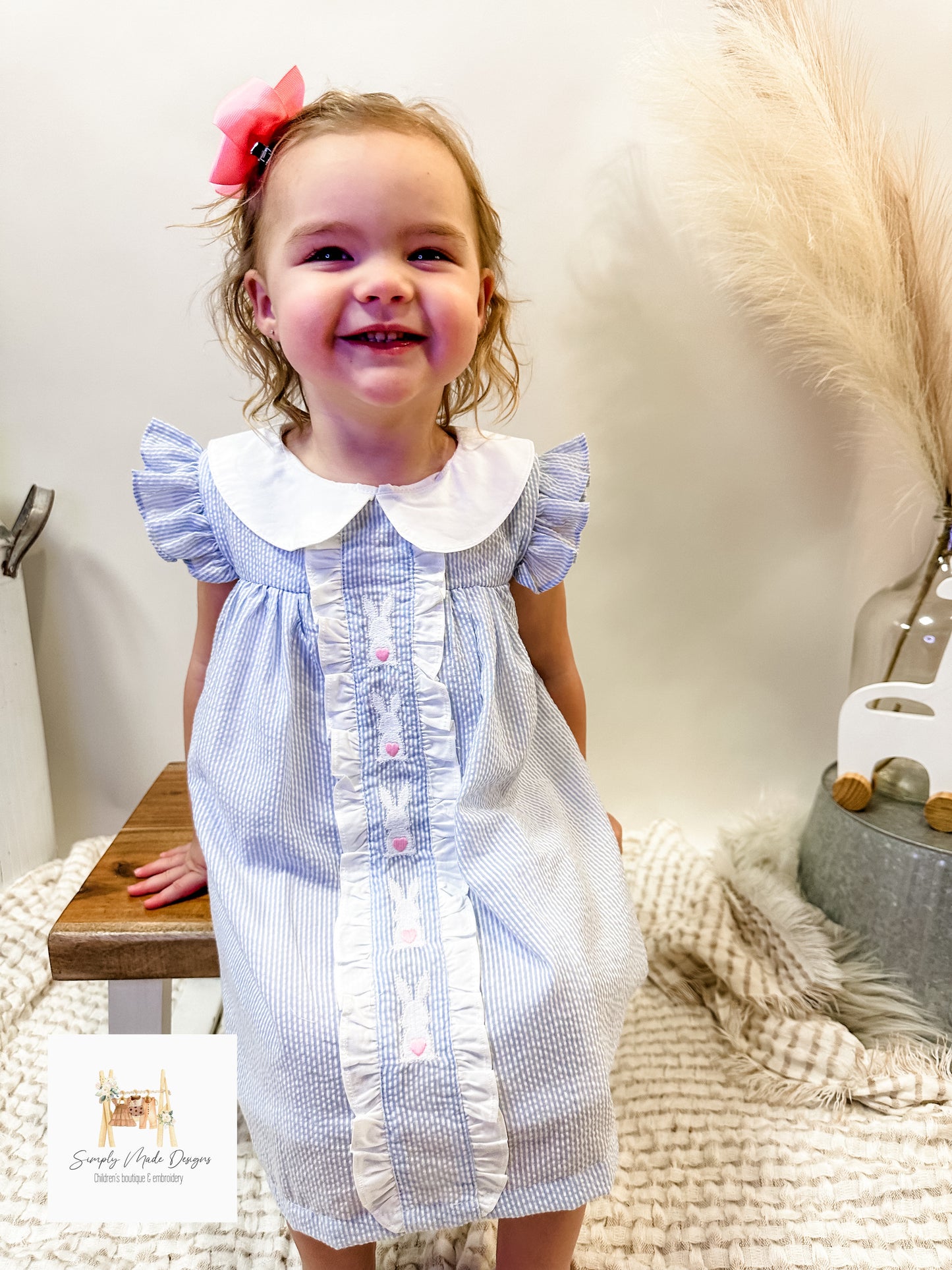 Light blue smocked Easter dress