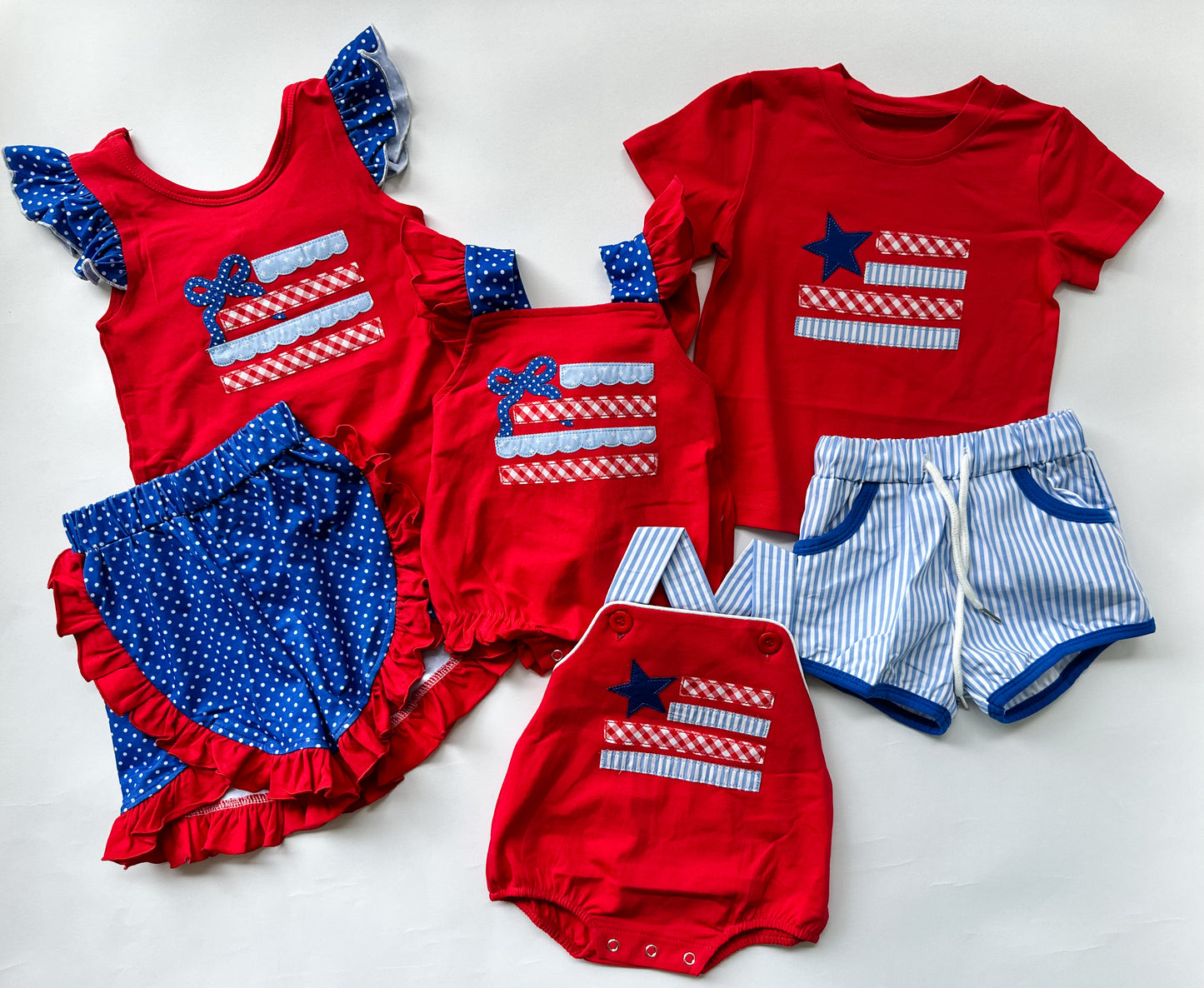 Red appliqué flag boys set