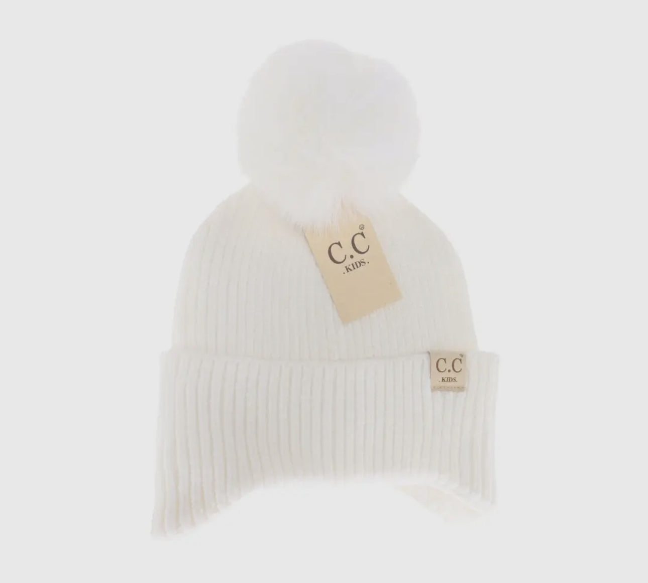Kids Pom beanie with ear flaps