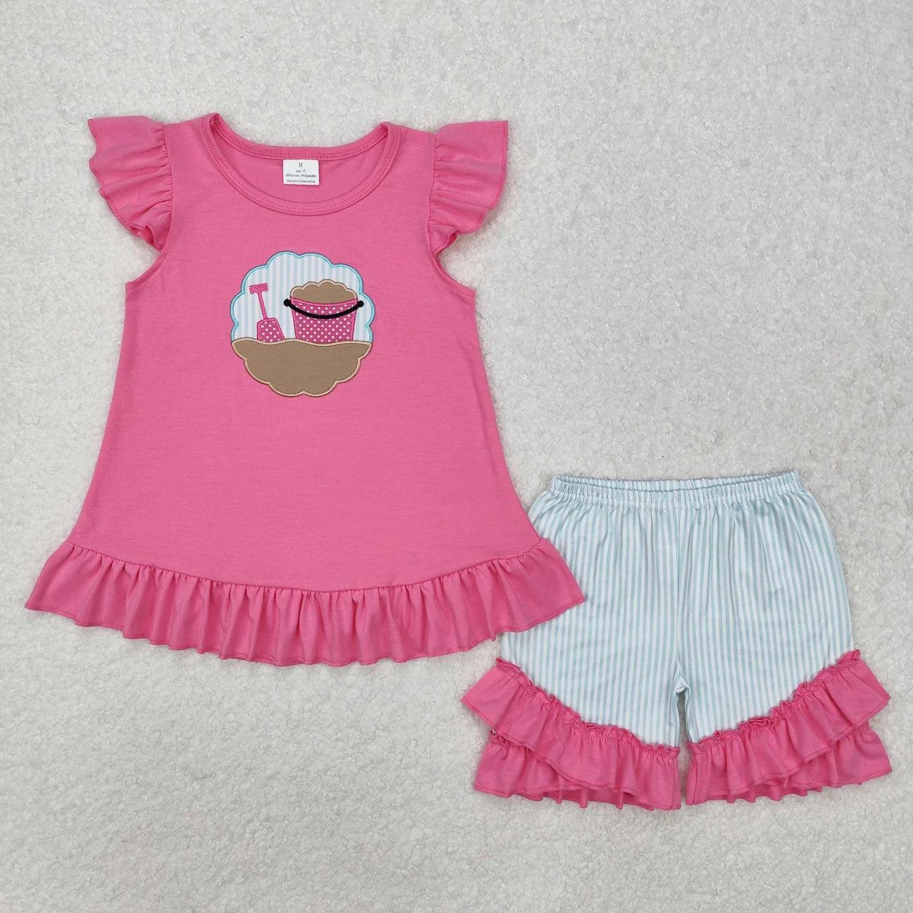 Pink beach girls short set