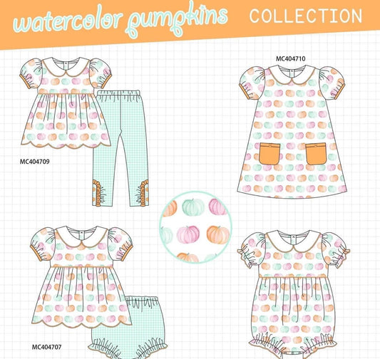 Watercolor girls pumpkin pant set