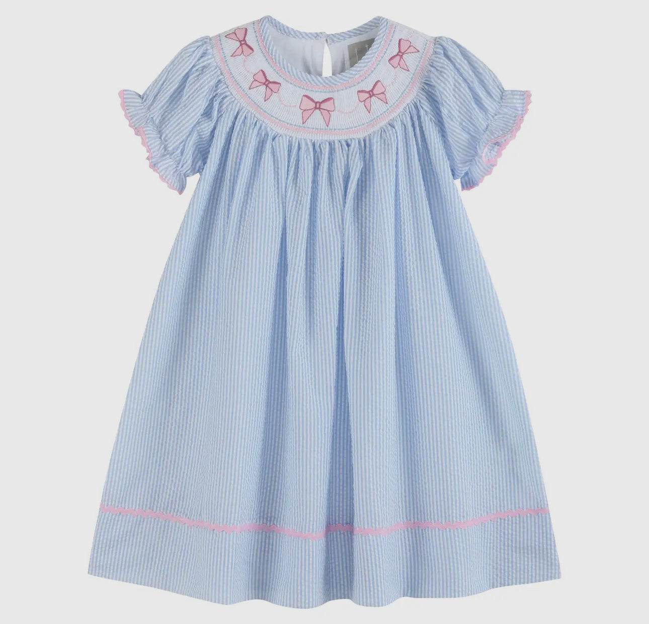 Smocked bow bishop dress