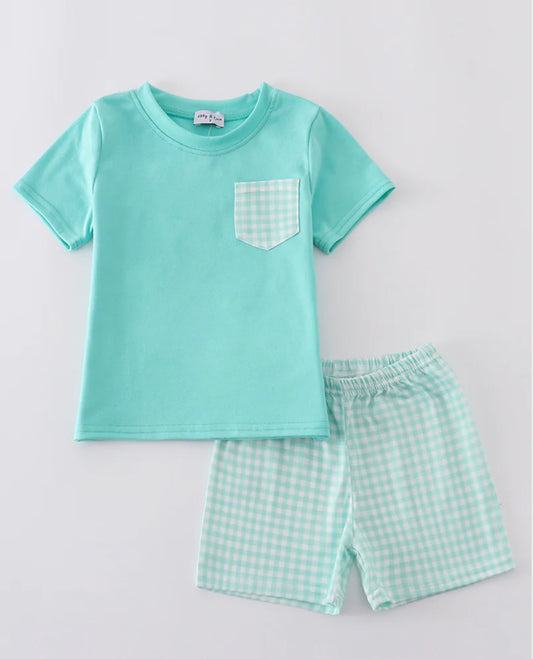 Ocean blue boys short set
