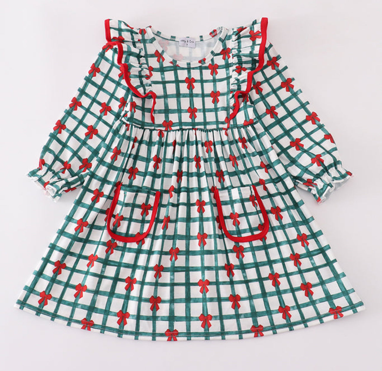 Christmas plaid bow dress