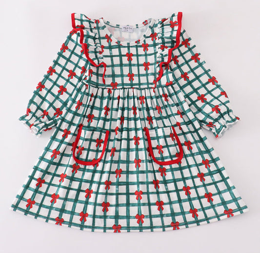 Christmas plaid bow dress