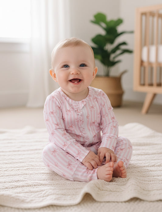 Pink bow bamboo zippy