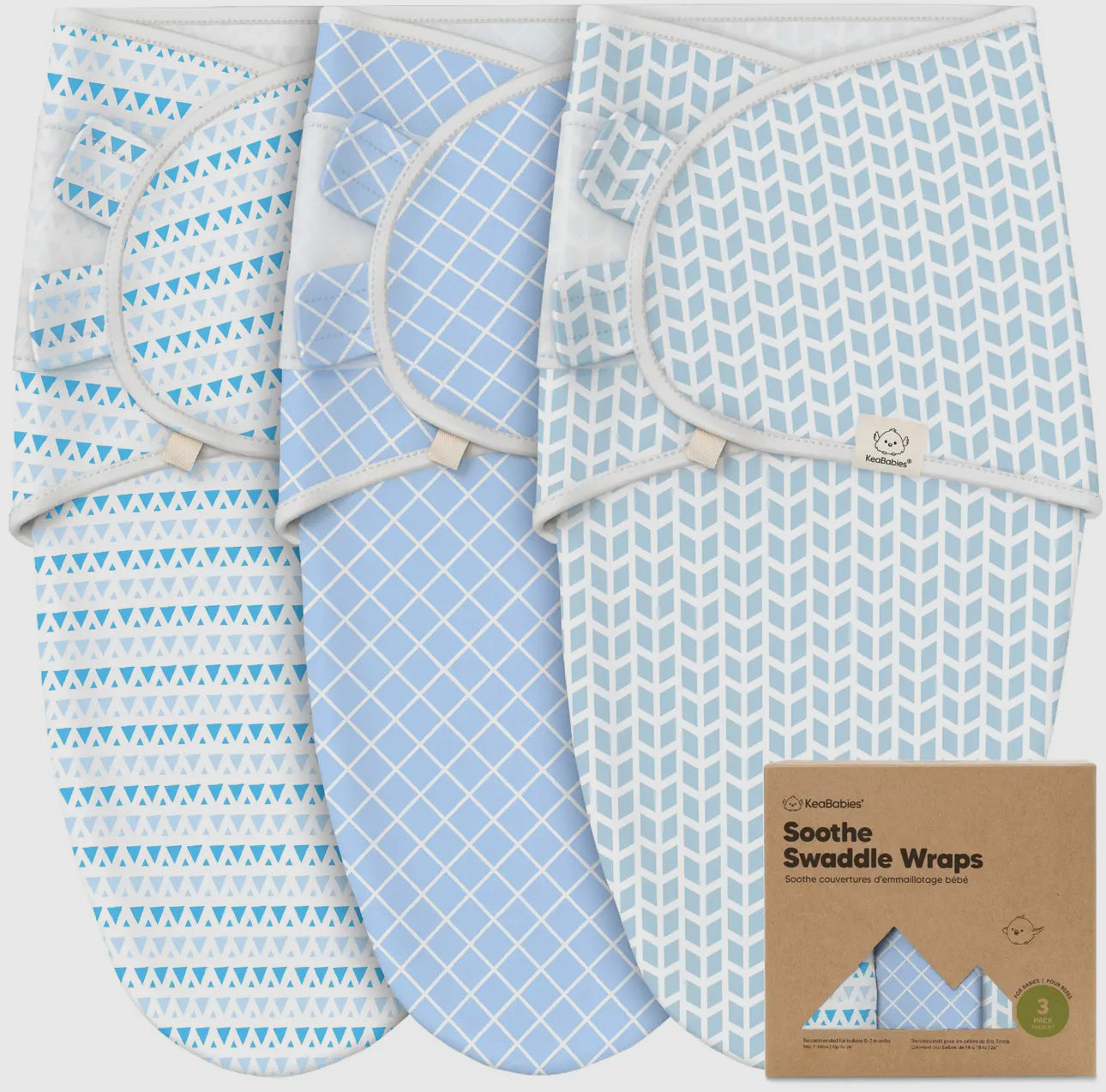 3pk soothe baby swaddles- Velcro sleep sack