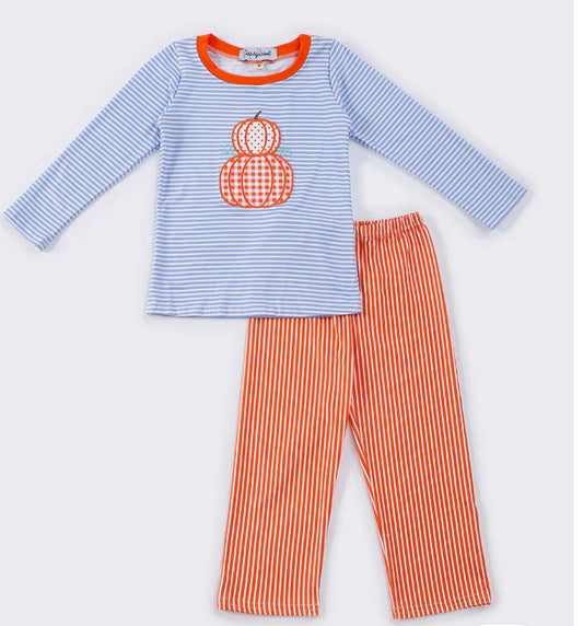 Striped pumpkin boys set