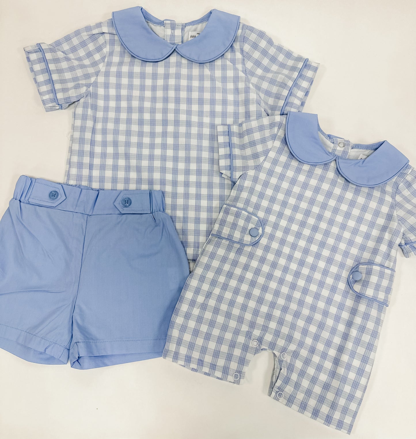 Blue plaid Peter Pan romper