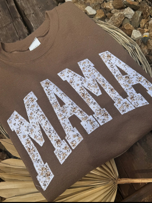 Brown MAMA appliqué tee