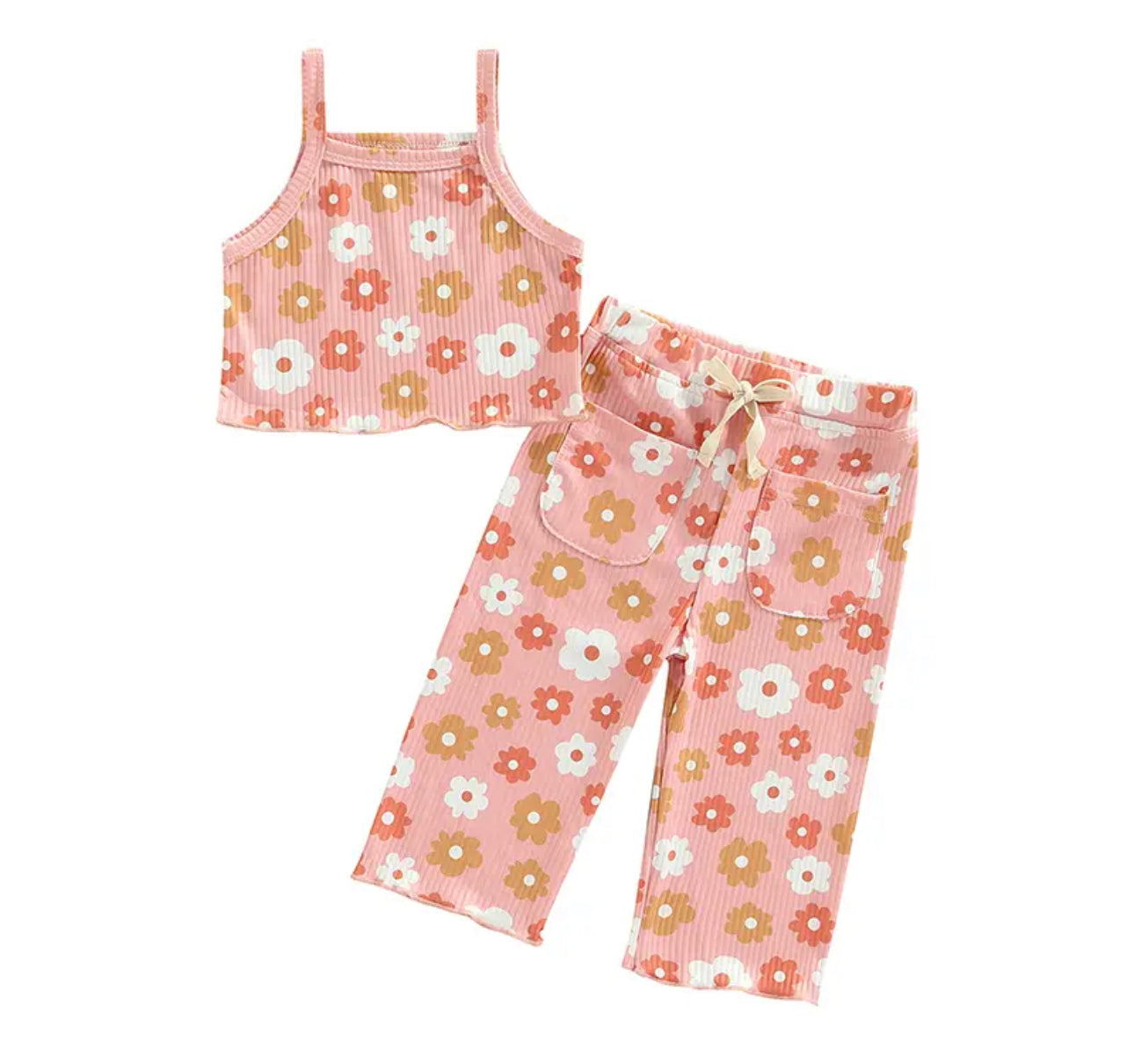 Pink floral girls set