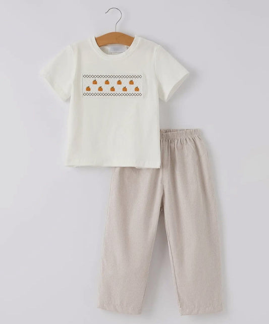 Pumpkin smocked pant set