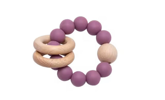 Wood & silicone teether ring