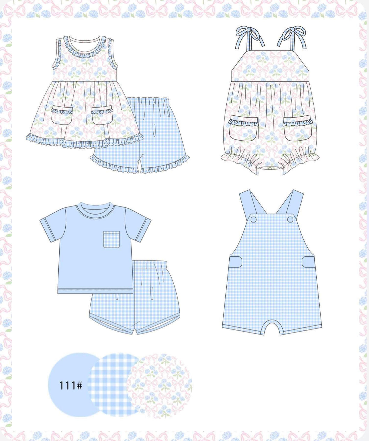 Floral girls bow set