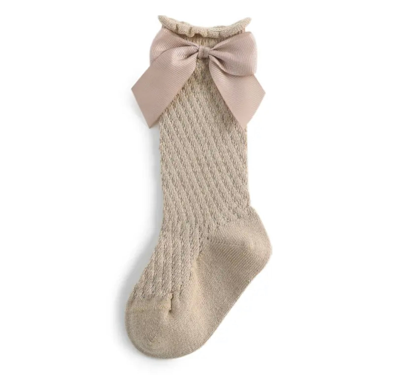 Textured bow knee socks