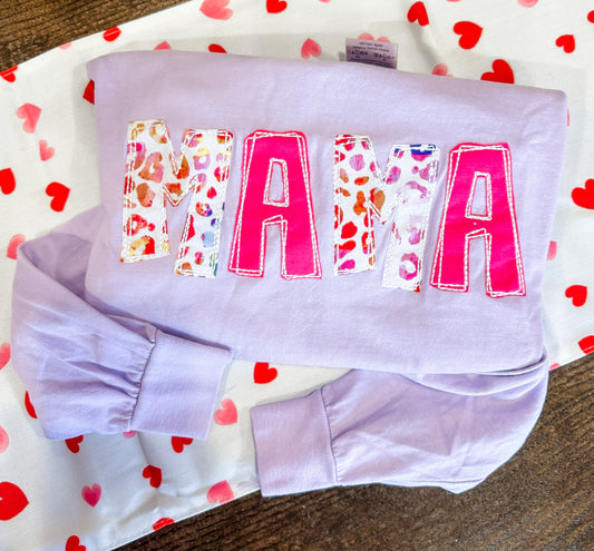 Leopard MAMA appliqué comfort colors long sleeve