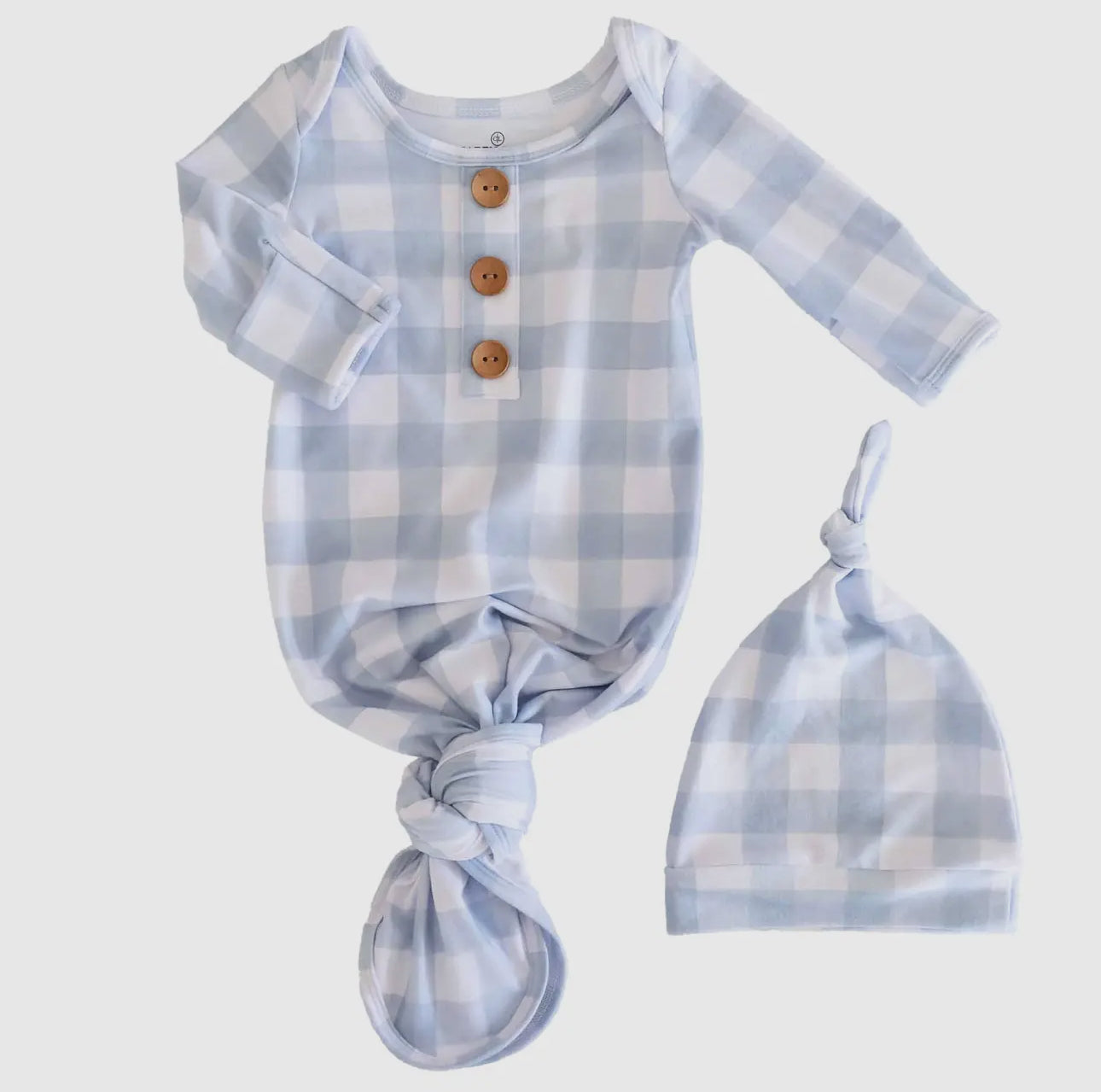 Bamboo dusty blue newborn gown & hat